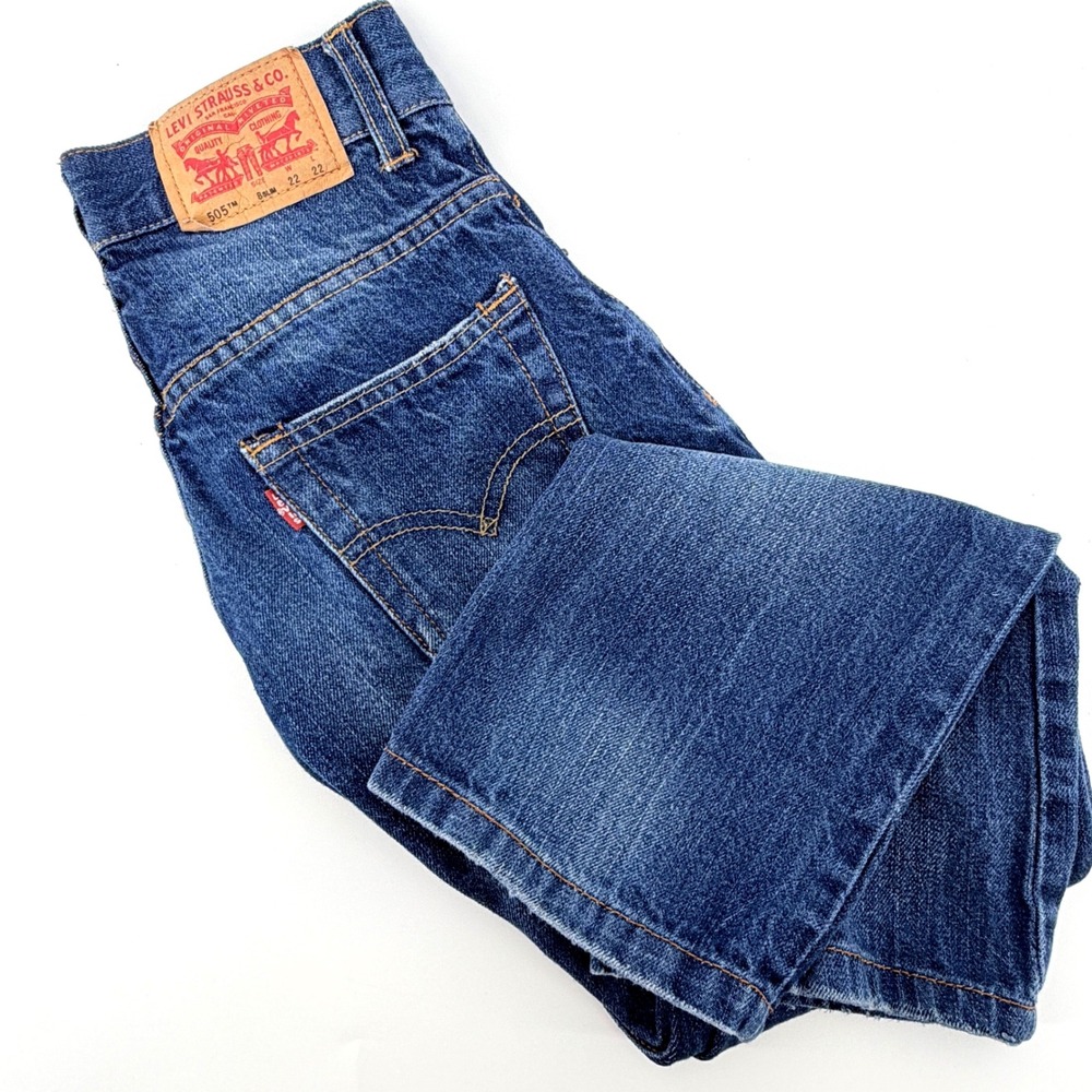 Levis 505 Regular Jeans Kids Size 8 Slim Blue Good Straight Leg Denim